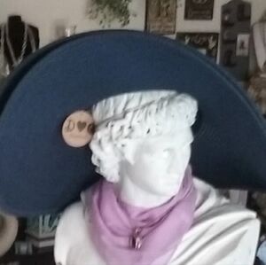 Navy blue extra wide brim floppy ladies hat